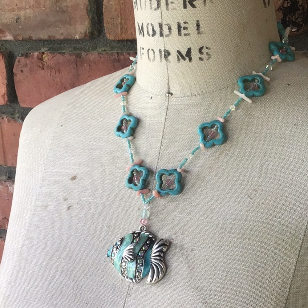 Artisan Crafted Bubble Blowing Fish Statement Nec… - image 8